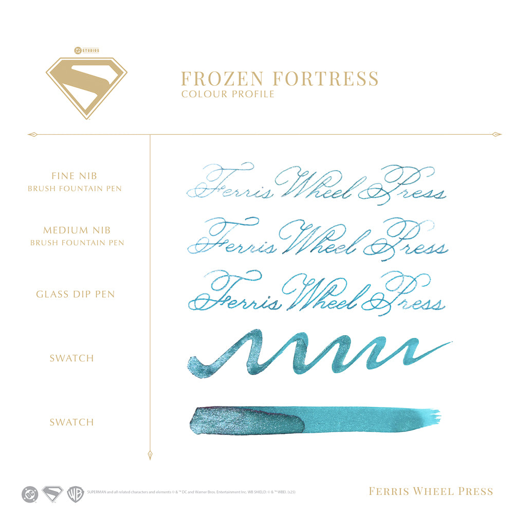Ferris Wheel Press Marquise Superman Edition Fortress of Solitude Fountain Pen + 28ml Ink Set