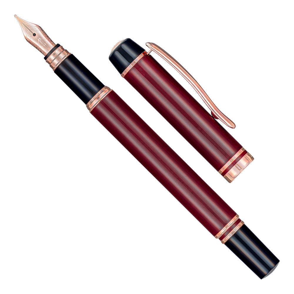5280 Ambassador Burgundy Rose Gold Trim Fountain Pen Medium Nib