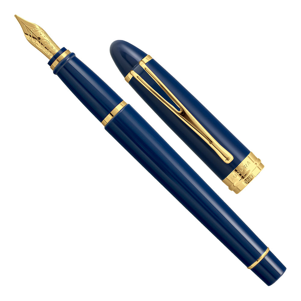 Aurora Ipsilon Deluxe Fountain Pen Blue Gold Trim