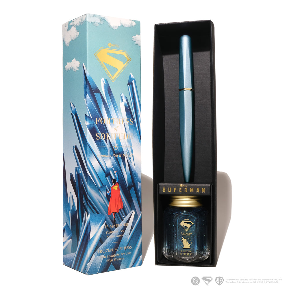 Ferris Wheel Press Marquise Superman Edition Fortress of Solitude Fountain Pen + 28ml Ink Set