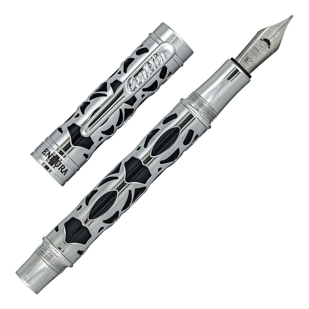 Conklin Endura Deco Crest Fountain Pen Black & Chrome