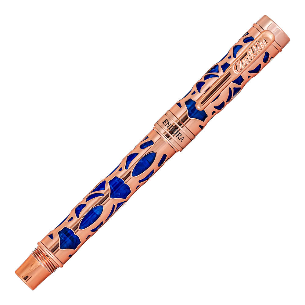 Conklin Endura Deco Crest Fountain Pen Blue & Rose Gold