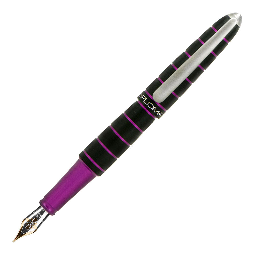 Diplomat Aero Elox Ring Fountain Pen Purple 14k Nib