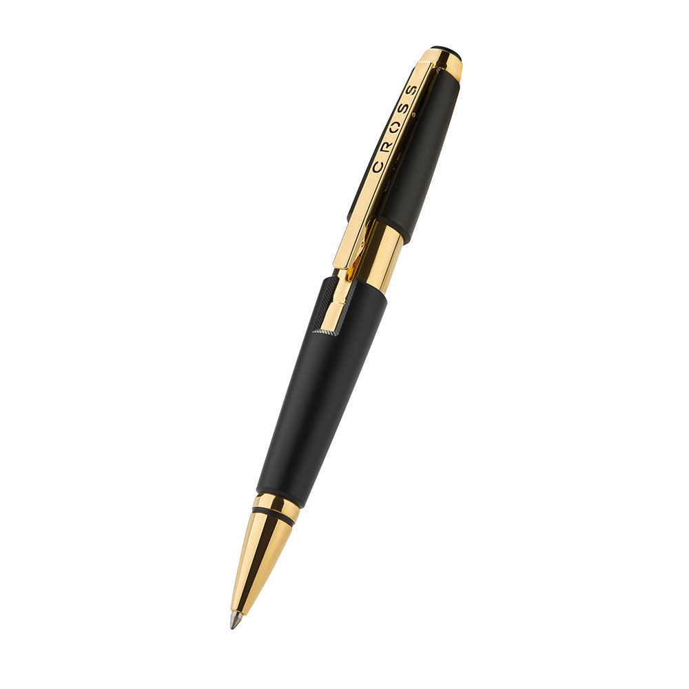 Cross Edge Rollerball Matte Black Gold PVD Trim