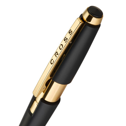 Cross Edge Rollerball Matte Black Gold PVD Trim