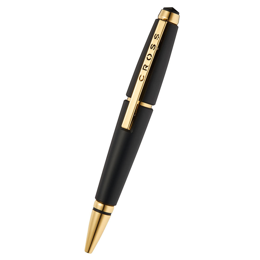 Cross Edge Rollerball Matte Black Gold PVD Trim