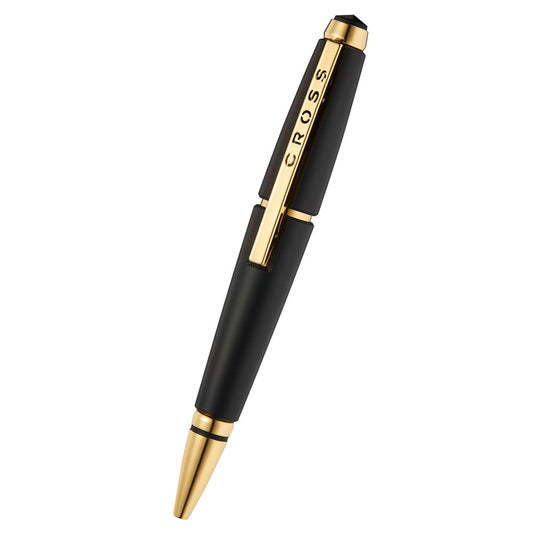Cross Edge Rollerball Matte Black Gold PVD Trim