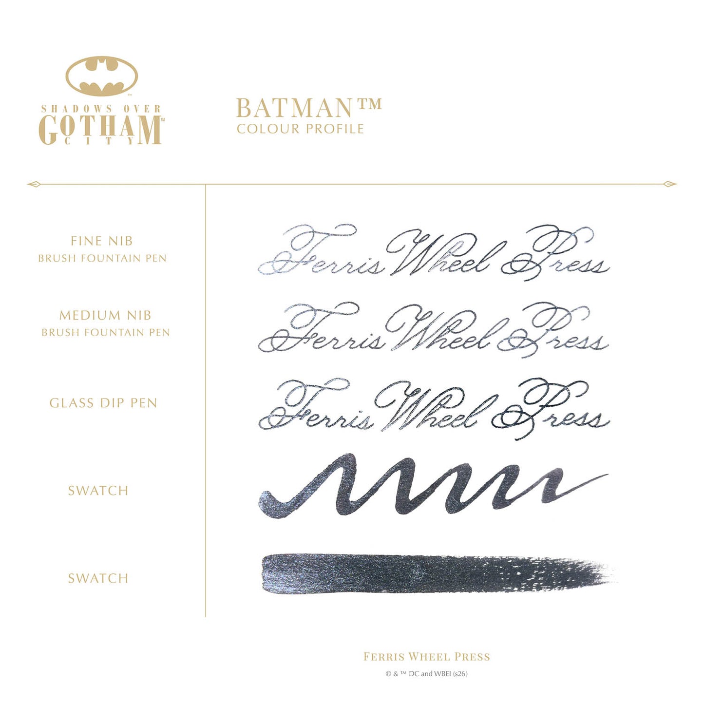 Ferris Wheel Press Limited Edition Marquise Batman Fountain Pen + 38ml Ink Set