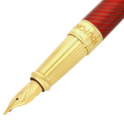 ST Dupont Line D Horse Mane Red + Gold Fountain Pen