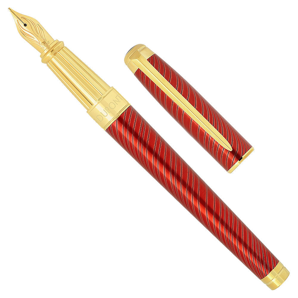 ST Dupont Line D Horse Mane Red + Gold Fountain Pen