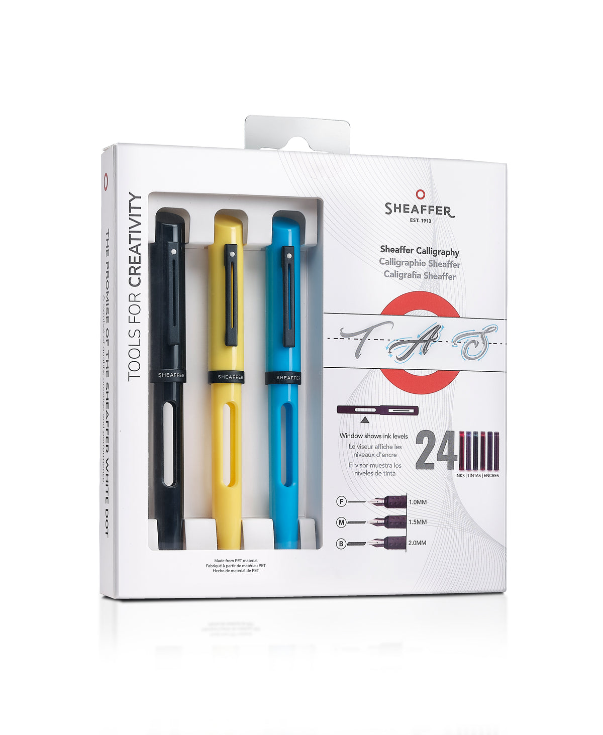 Sheaffer Calligraphy Max Set with Black, Yellow, and Blue Pens ...