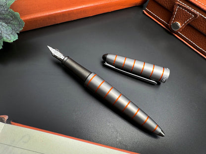 Diplomat Aero Elox Ring Gray & Orange Fountain Pen