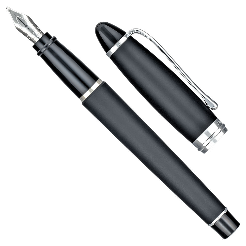 Aurora Ipsilon Satin Fountain Pen Black Chrome Trim