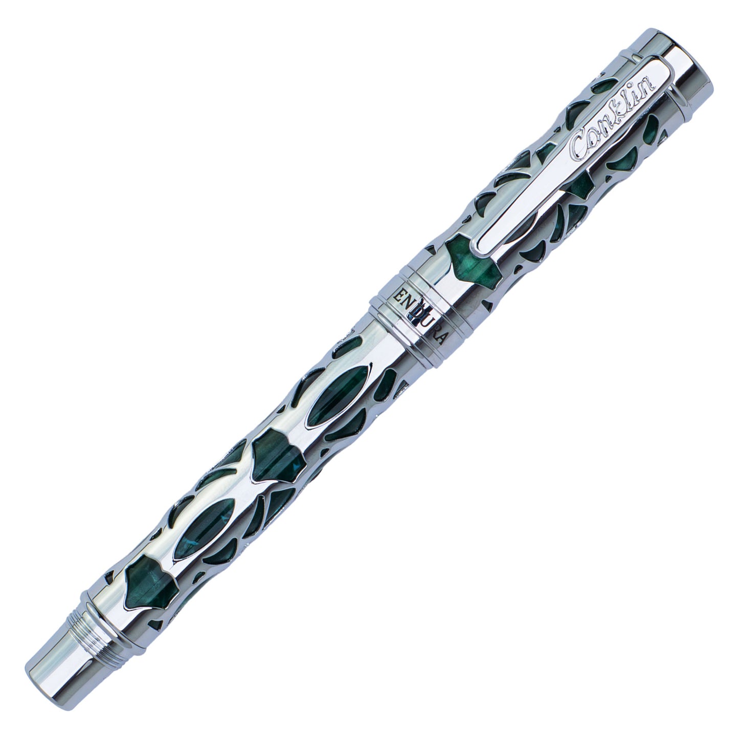 Conklin Endura Deco Crest Fountain Pen Green & Chrome