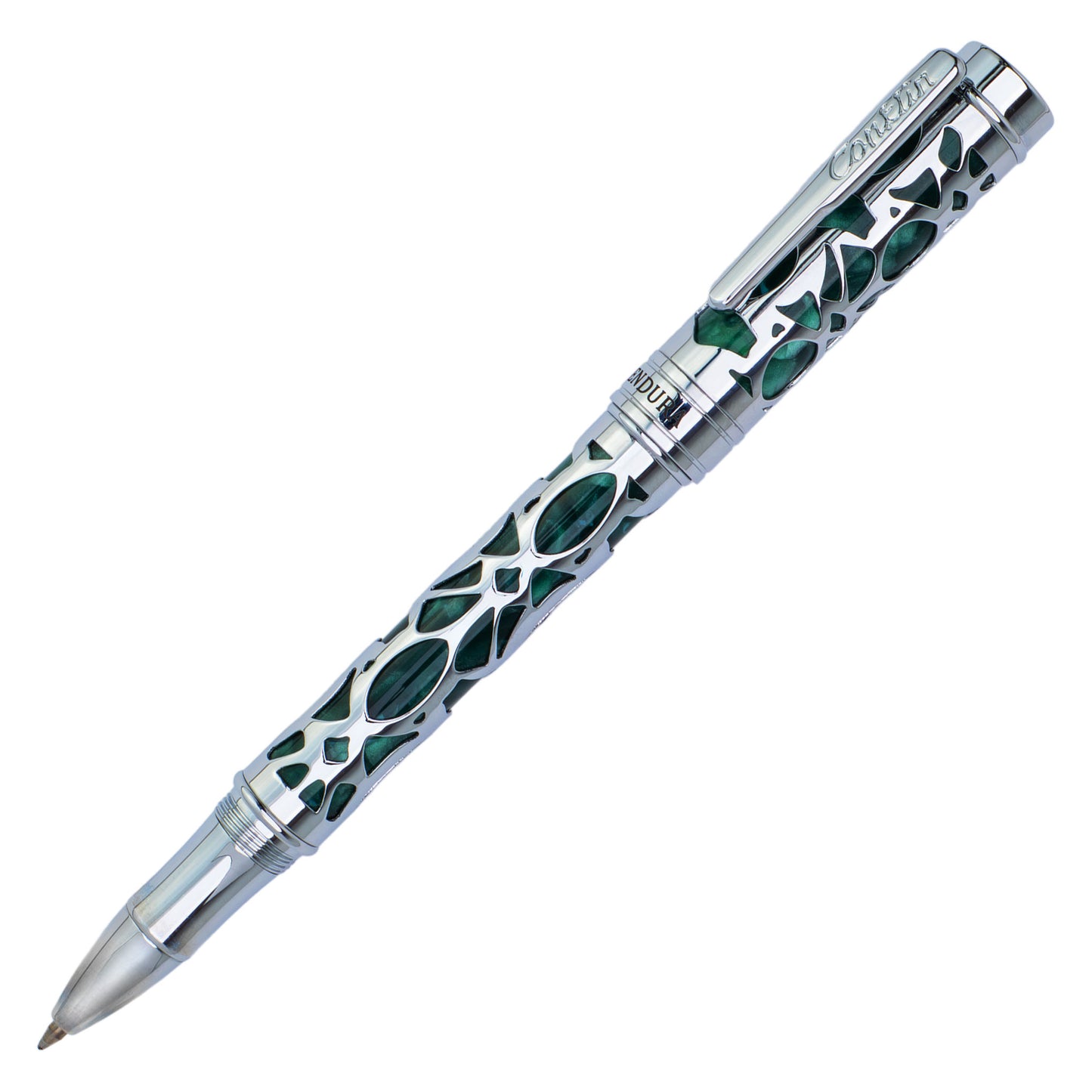 Conklin Endura Deco Crest Rollerball Green & Chrome