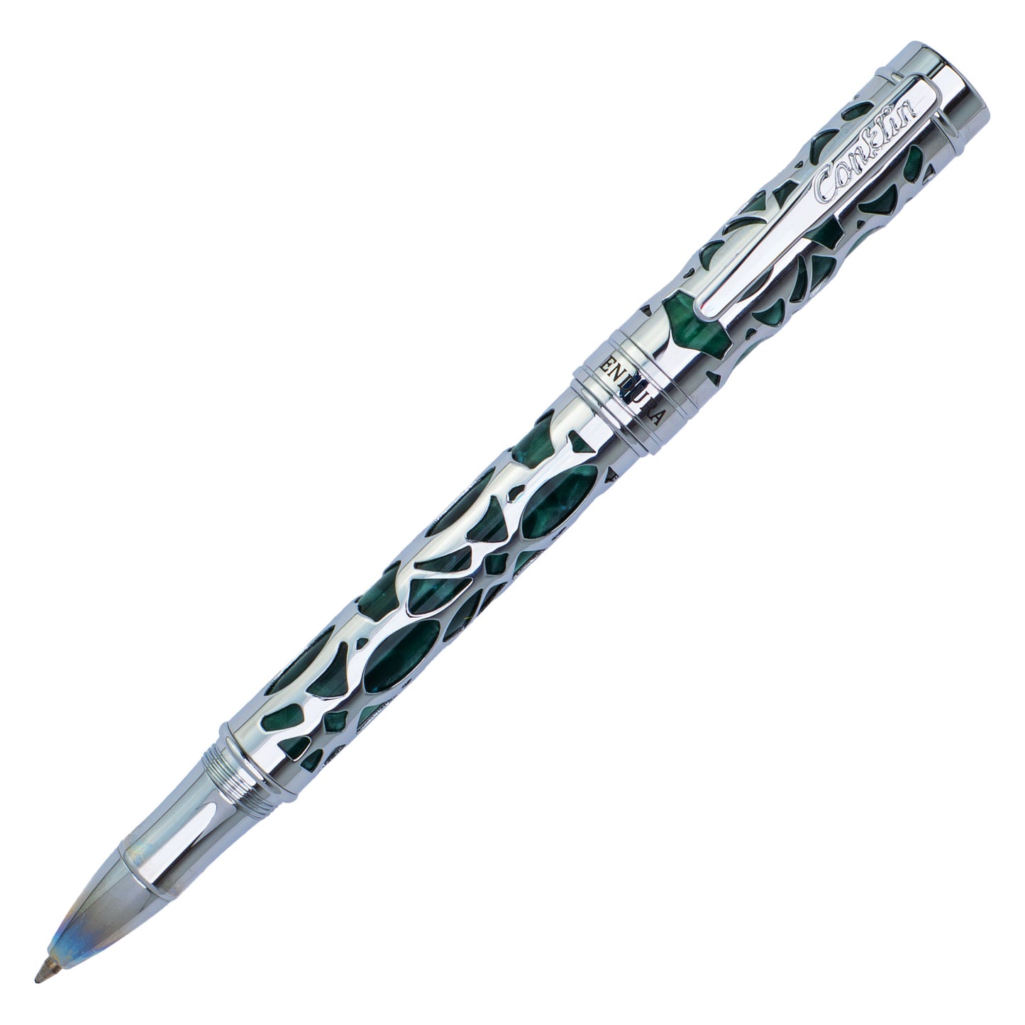Conklin Endura Deco Crest Rollerball Green & Chrome