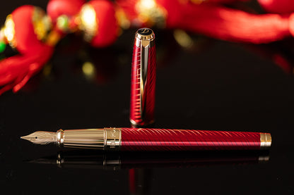 ST Dupont Line D Horse Mane Red + Gold Fountain Pen