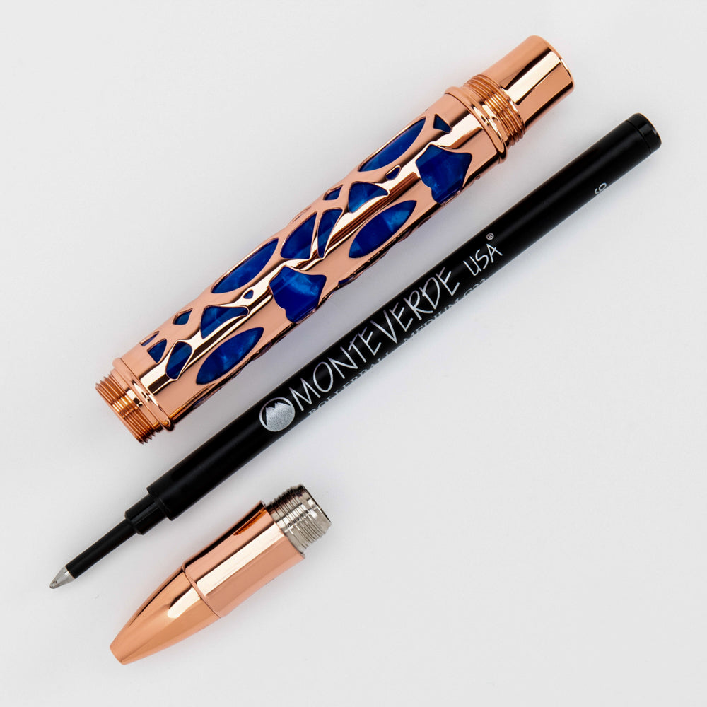 Conklin Endura Deco Crest Rollerball Blue & Rose Gold