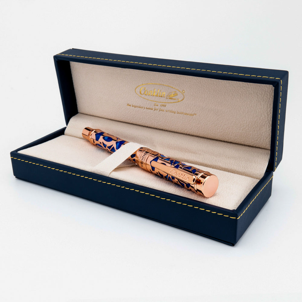 Conklin Endura Deco Crest Rollerball Blue & Rose Gold