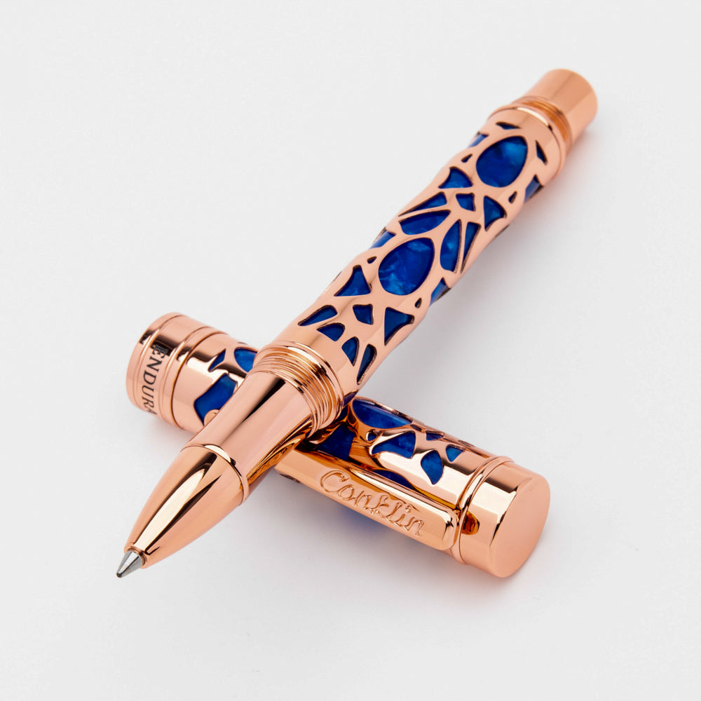 Conklin Endura Deco Crest Rollerball Blue & Rose Gold