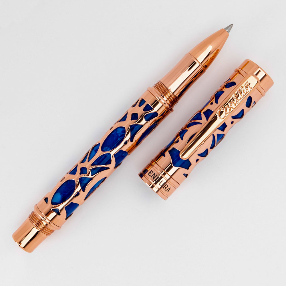 Conklin Endura Deco Crest Rollerball Blue & Rose Gold