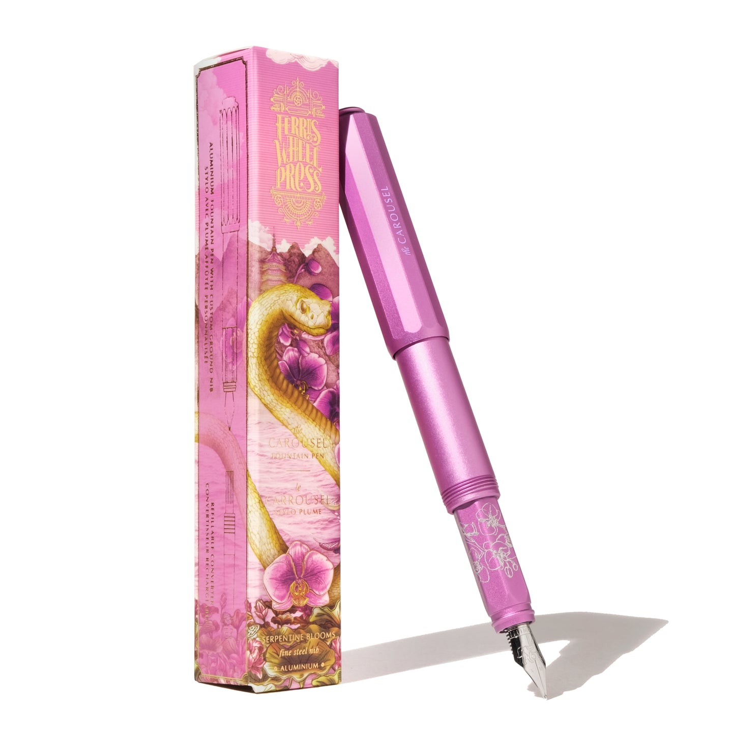 Ferris Wheel Press with Fete Chinoise Curious Collaborations Aluminum Carousel Serpentine Blooms Fountain Pen