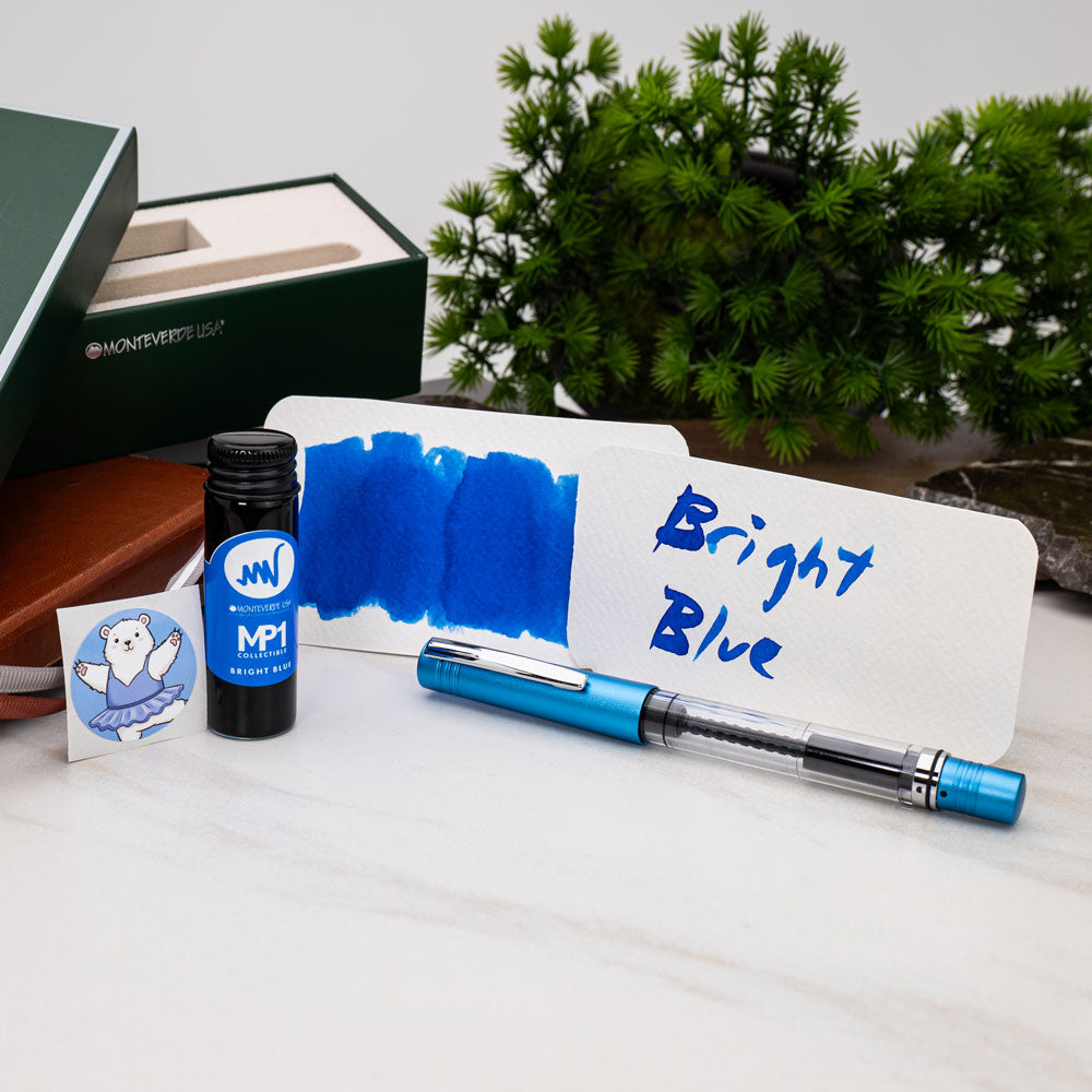 Monteverde MP1 Set Bright Blue Fountain Pen + 15ml Ink