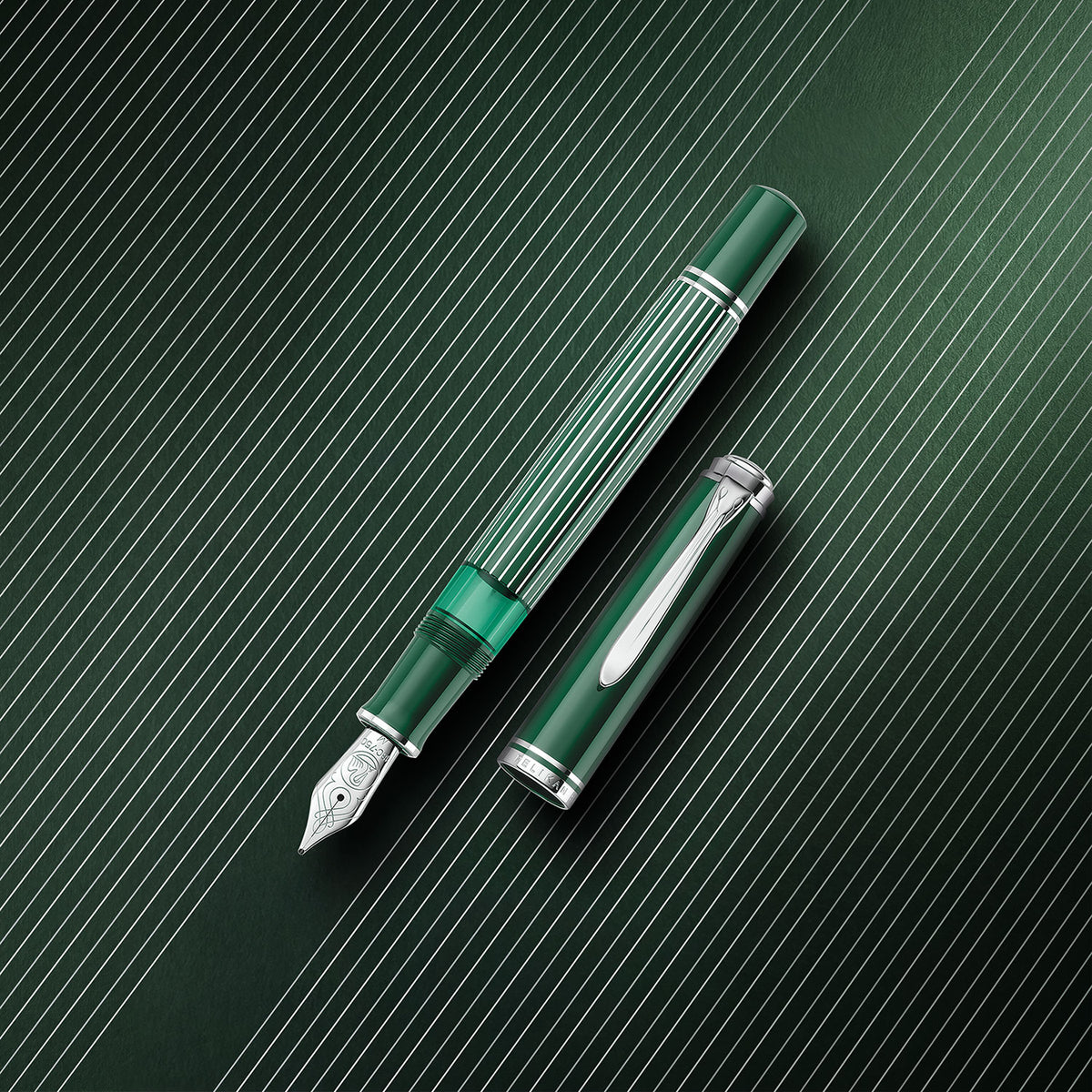 Pelikan M815 Metal Striped Green Fountain Pen
