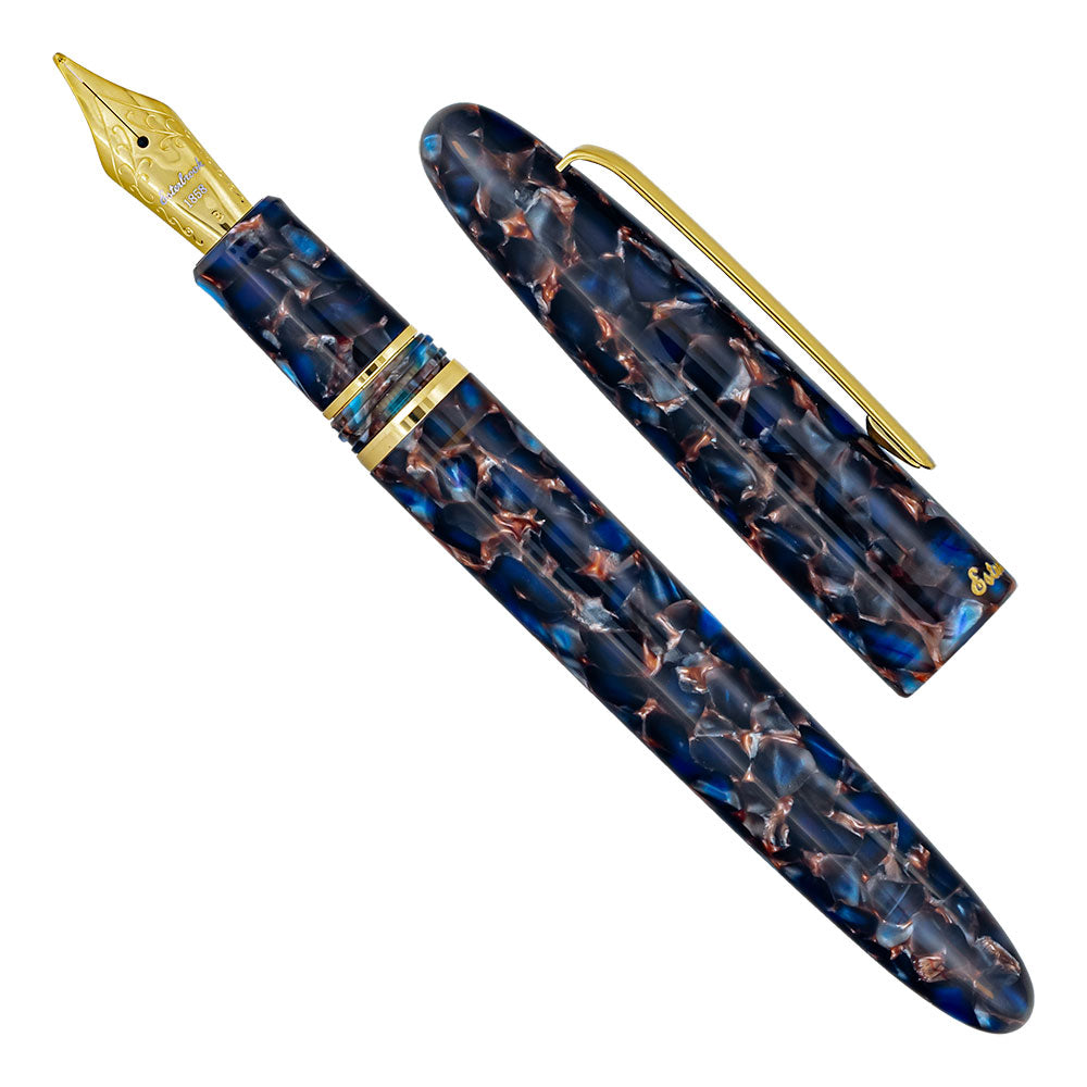 Esterbrook Estie Fountain Pen Nouveau Bleu Gold Trim Needlepoint Nib