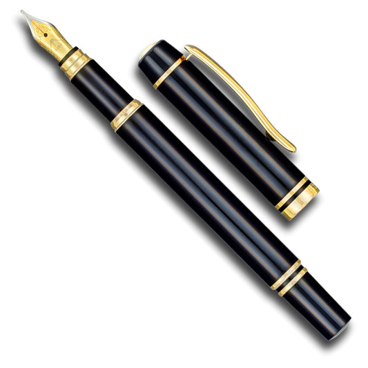 5280 Ambassador Black Gold Trim Fountain Pen Medium nib