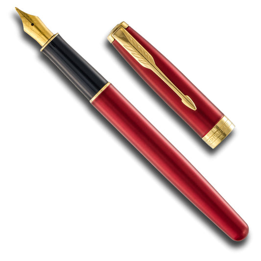 Parker Sonnet Core Fountain Pen Red with Gold Trim Medium Nib
