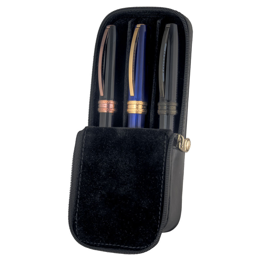 Visconti Leather 3 Pen Case
